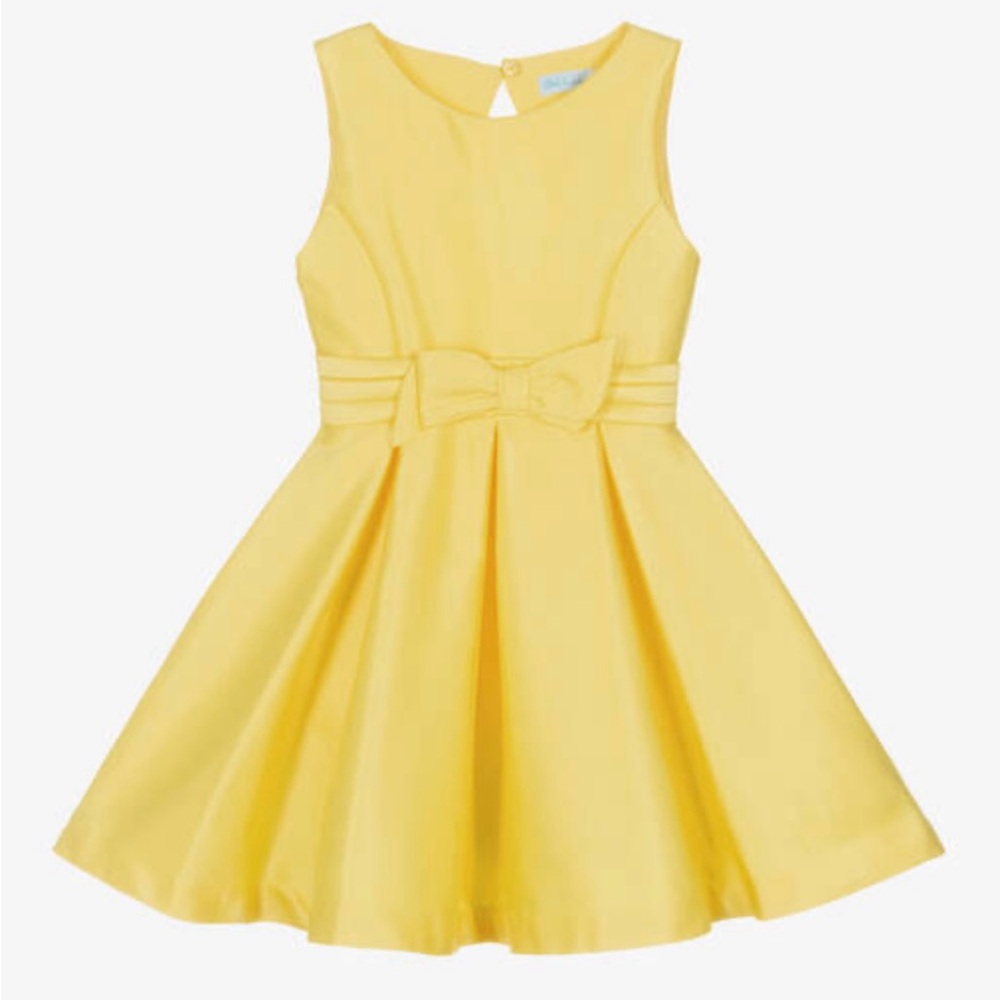 Sunny Yellow Kids Formal Dress with Bow